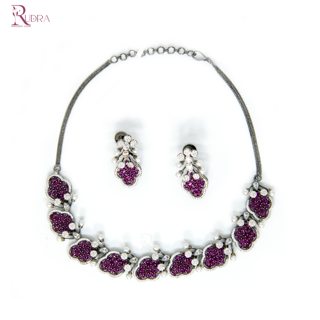Dynasty Bling Necklace Set in Ruby and Emerald