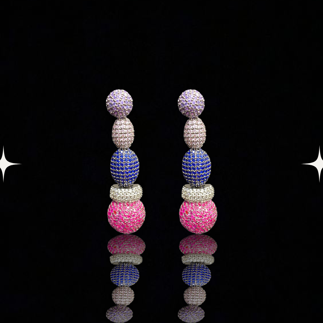 Psychedelic Rainbow Cascade Earrings