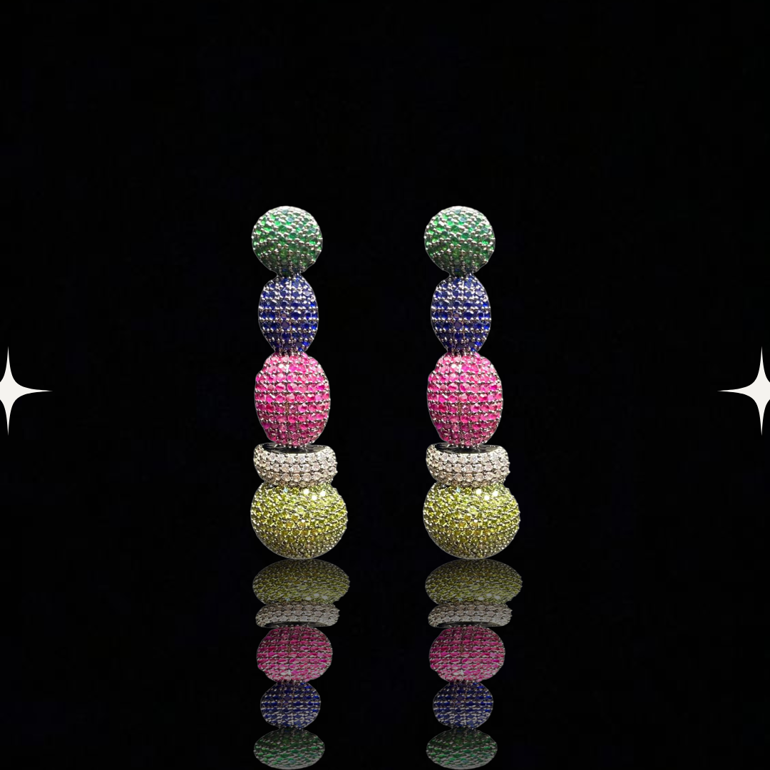 Psychedelic Rainbow Cascade Earrings