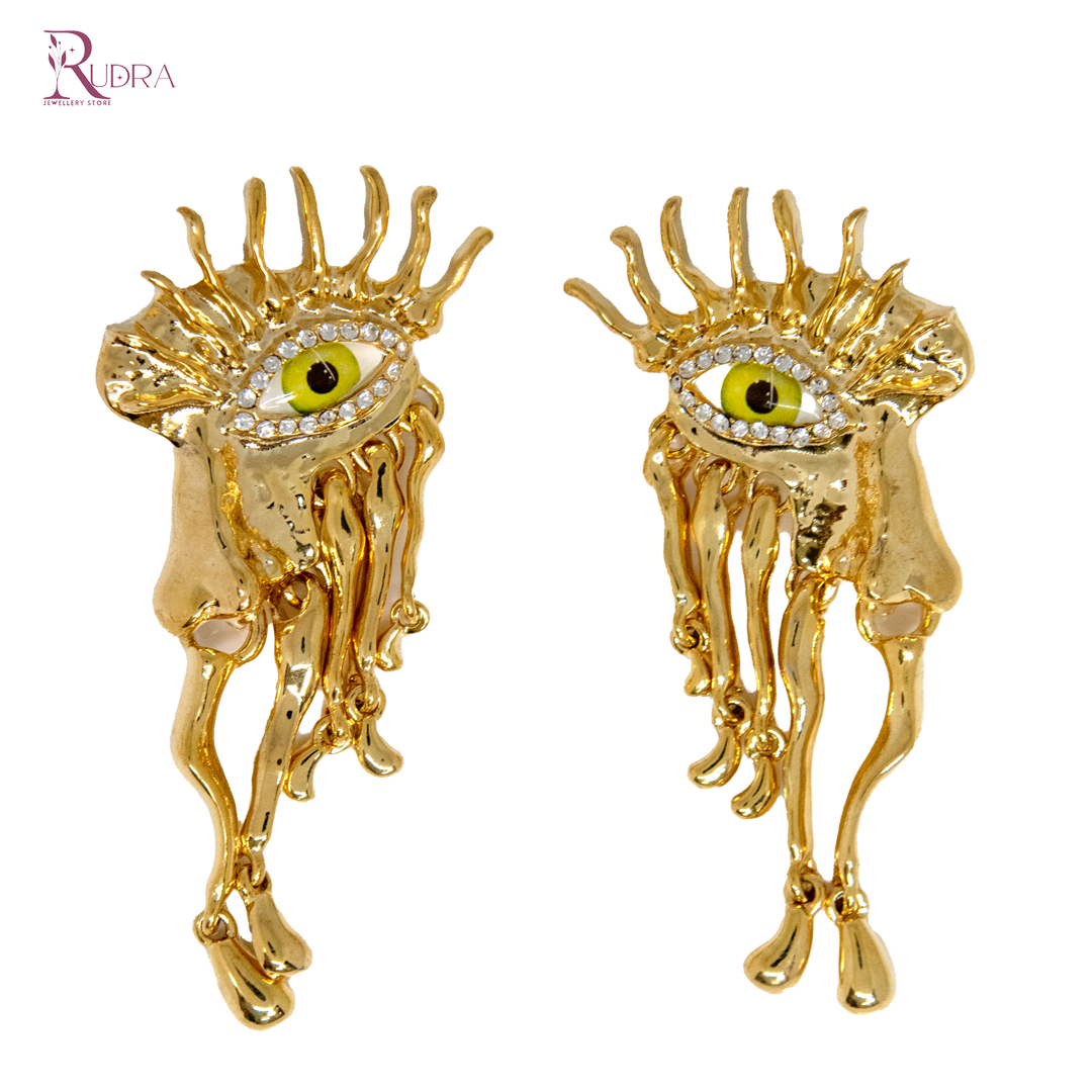 Golden Evil Eye Earrings