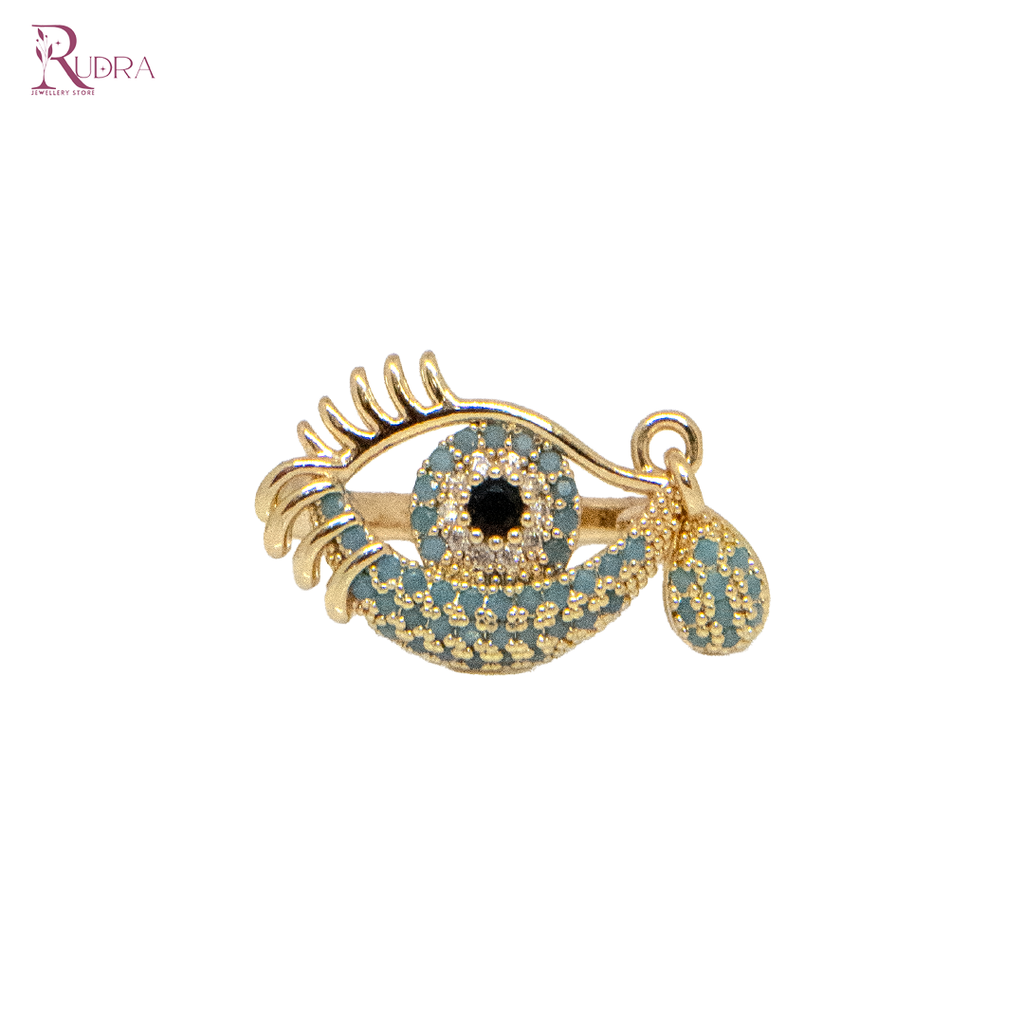 Evil Eye Drop Gold Plated Ring