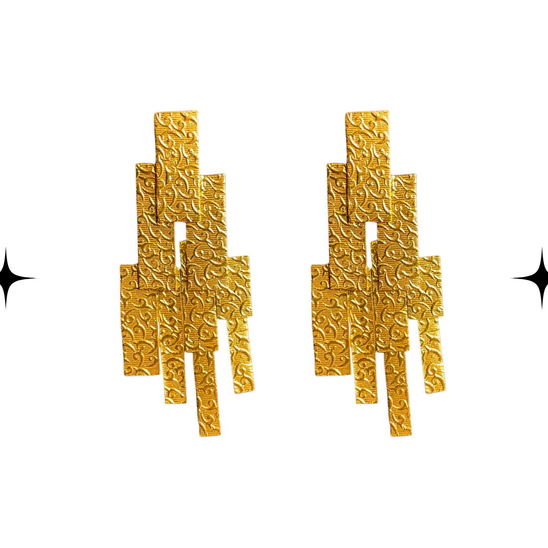 Textured Geometric Cascade Earrings