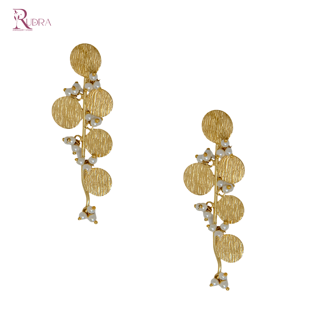 Golden Bloom Pearl Drop Earrings