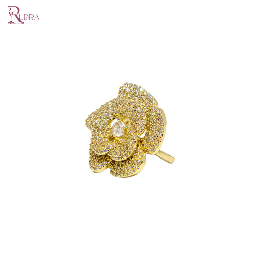 Gold Swarovski Petal Ring