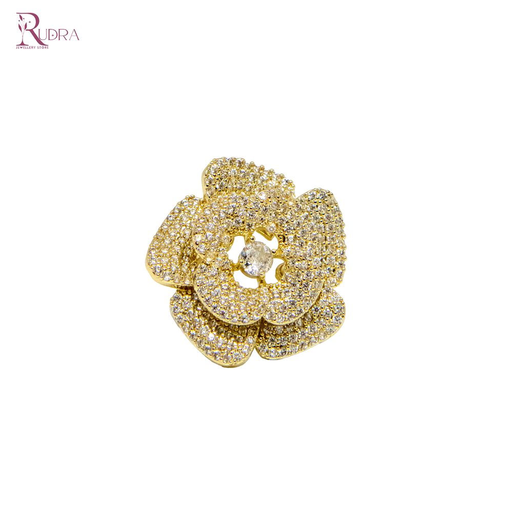 Gold Swarovski Petal Ring
