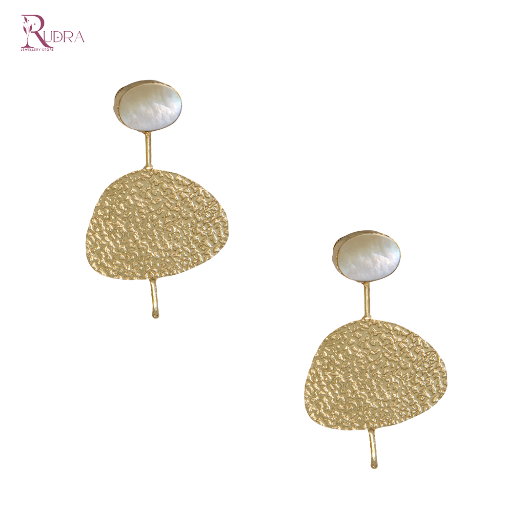 Golden Textured Drop Earrings
