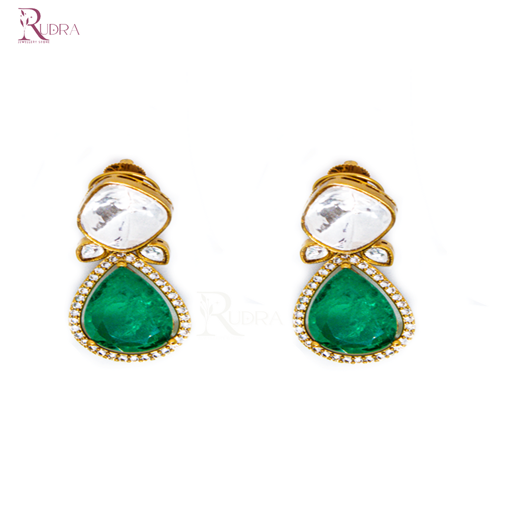 Emerald Polki Kundan Statement Necklace Set