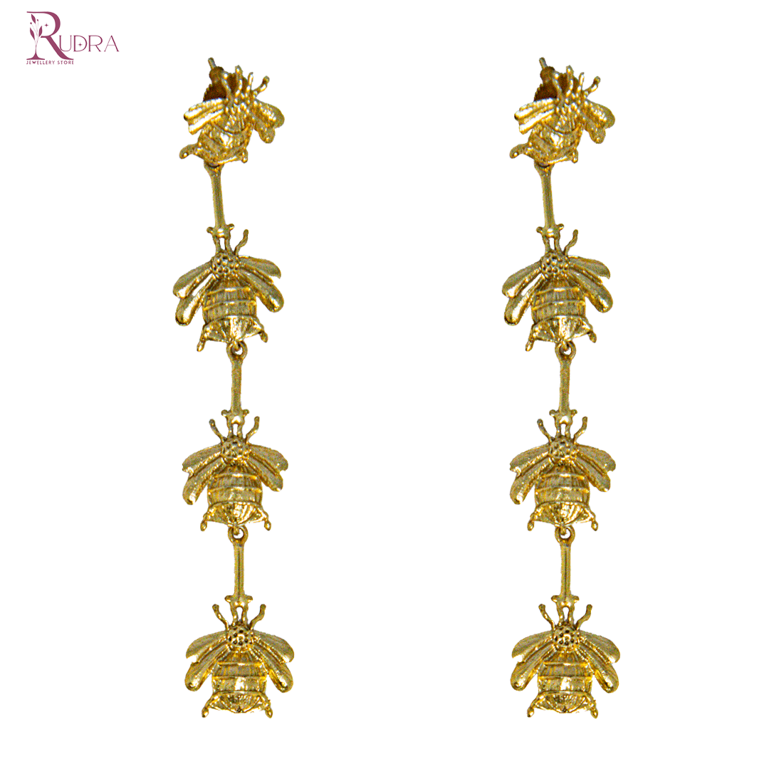Golden Bee Dangle Earrings