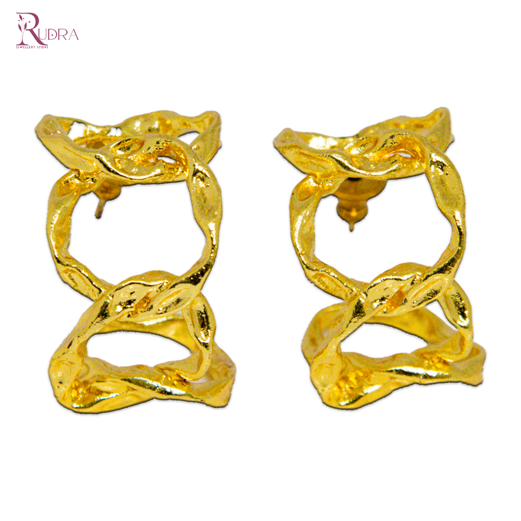 Golden Sculpted Hoop Earrings