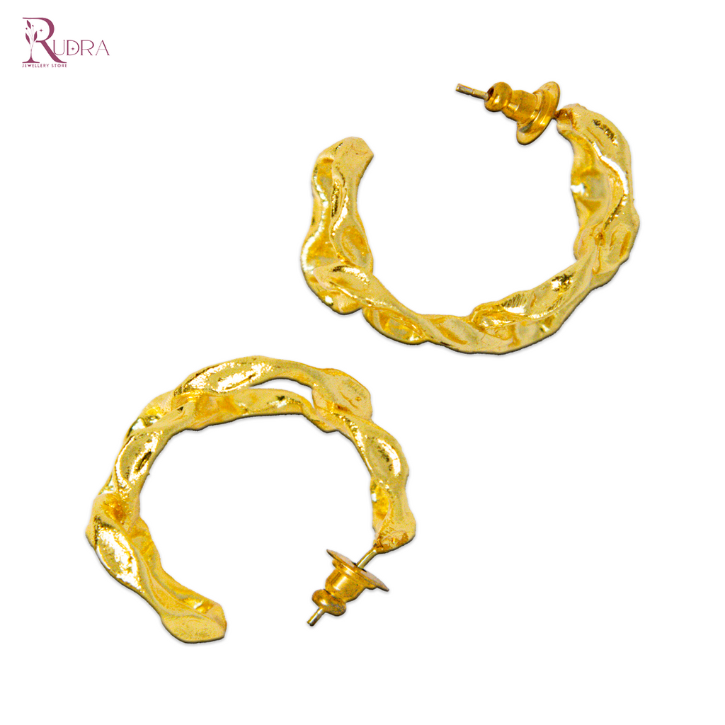 Golden Sculpted Hoop Earrings