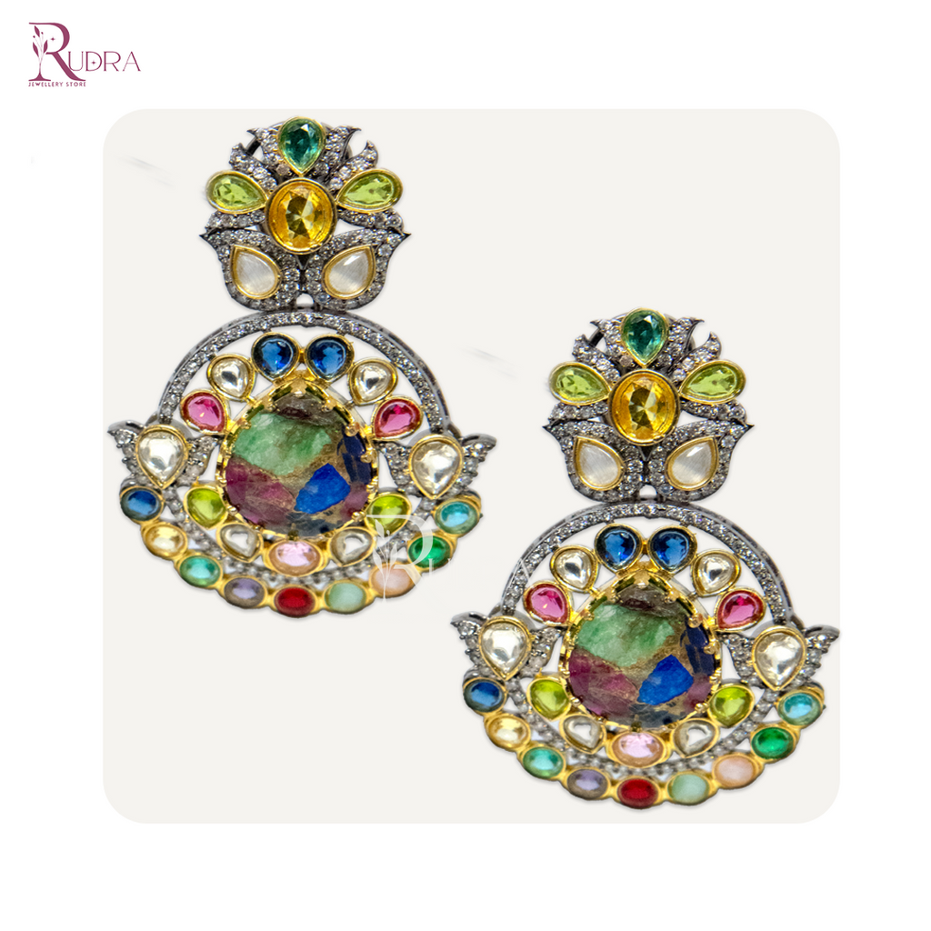 Royal Spectrum Mughal Stone Earrings