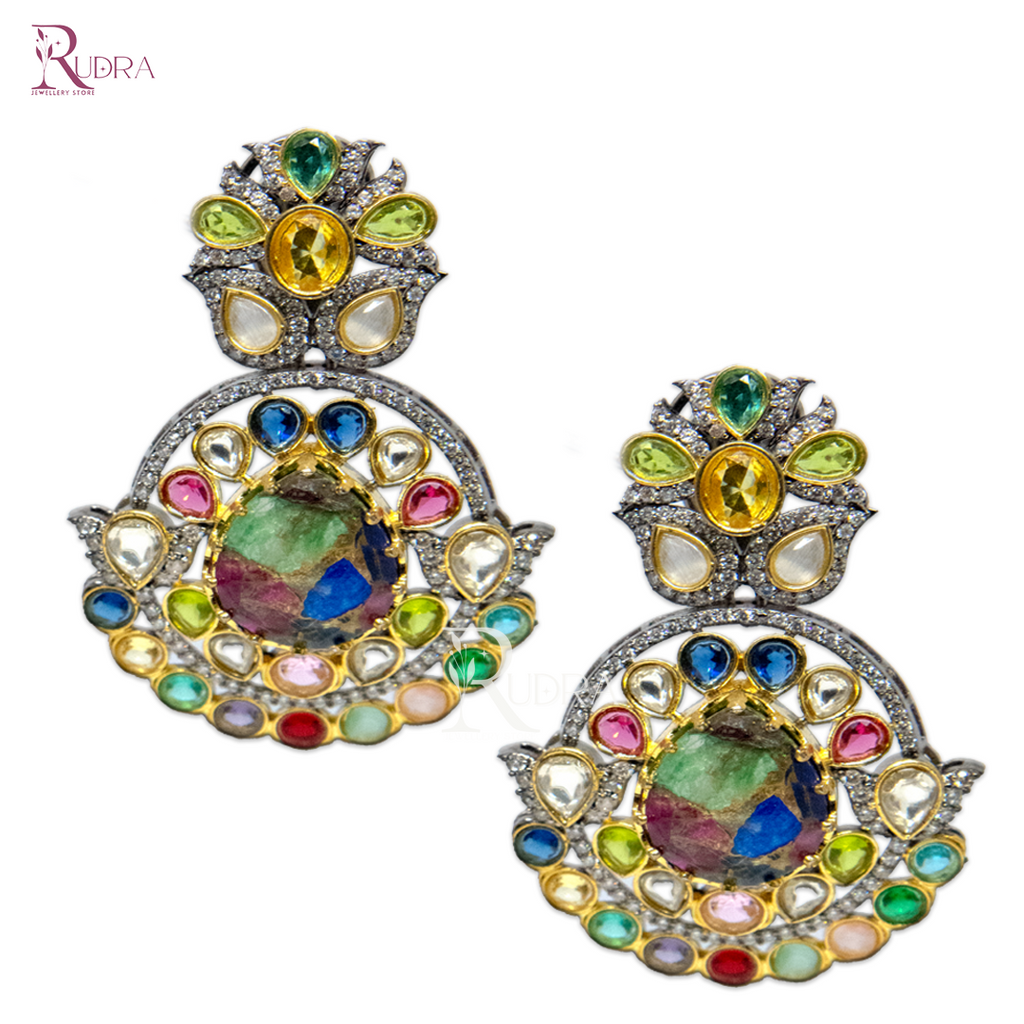 Royal Spectrum Mughal Stone Earrings