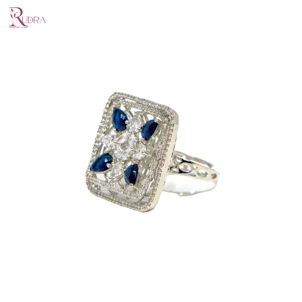 Elegant Sapphire and Zirconia Statement Ring