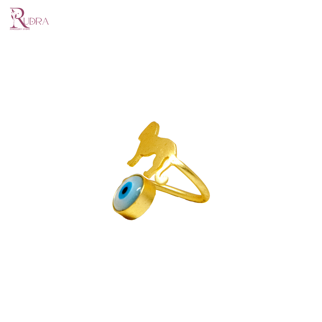 Dog with Evil Eye Gold Ring