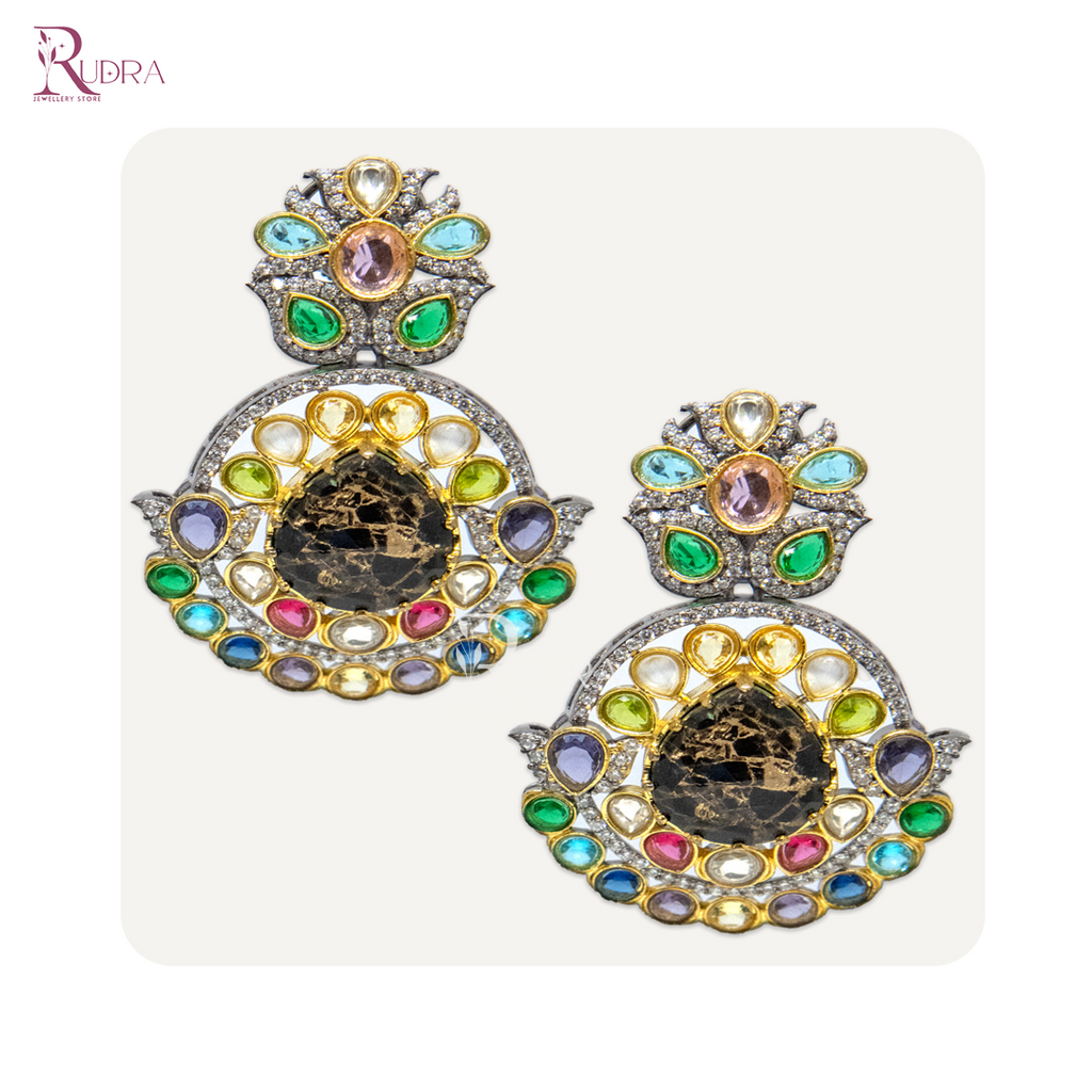 Royal Spectrum Mughal Stone Earrings