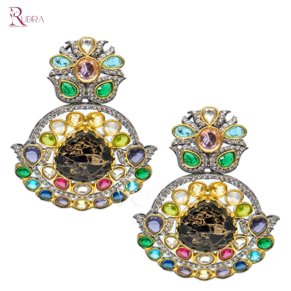 Royal Spectrum Mughal Stone Earrings
