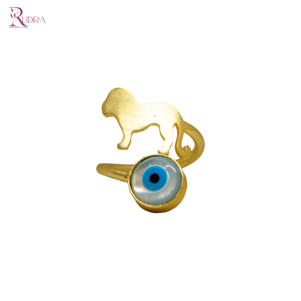 Dog with Evil Eye Gold Ring