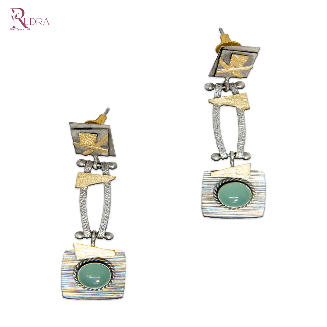 Greenstone Geometric Drop Earrings