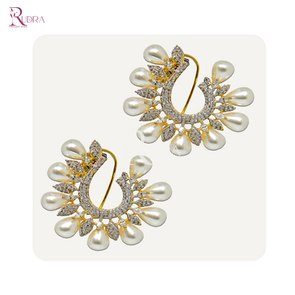 Elegance Redefined Pearl Crescent Earrings