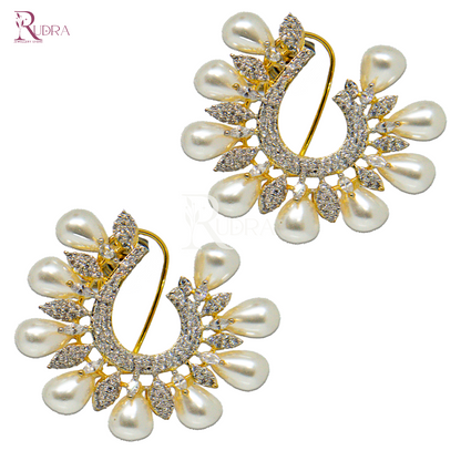 Elegance Redefined Pearl Crescent Earrings