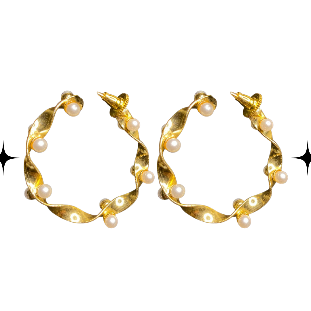 Twisted Pearl Hoop Earrings