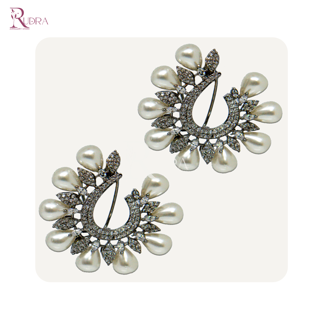 Elegance Redefined Pearl Crescent Earrings