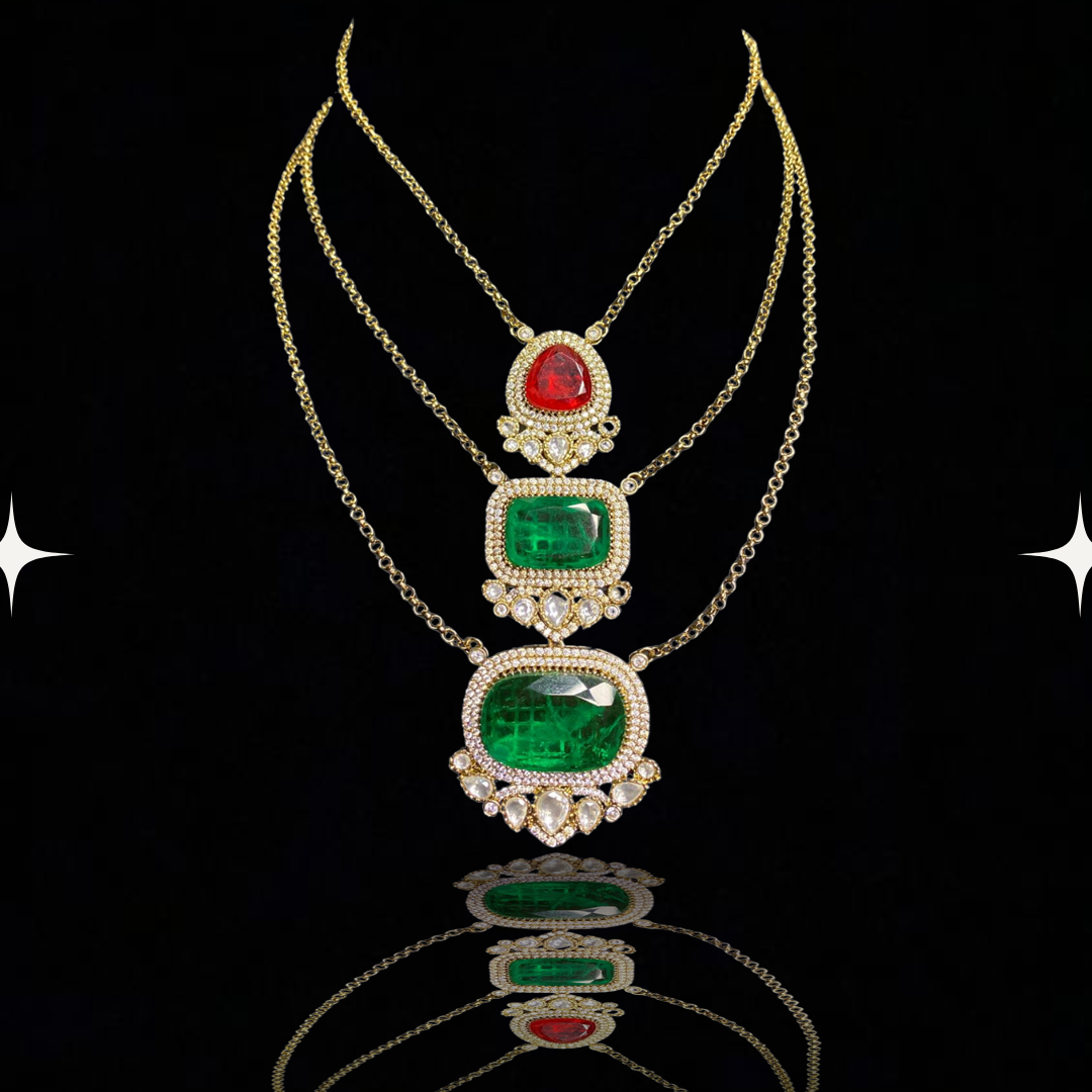 Timeless Elegance Layered Gemstone Necklace Set