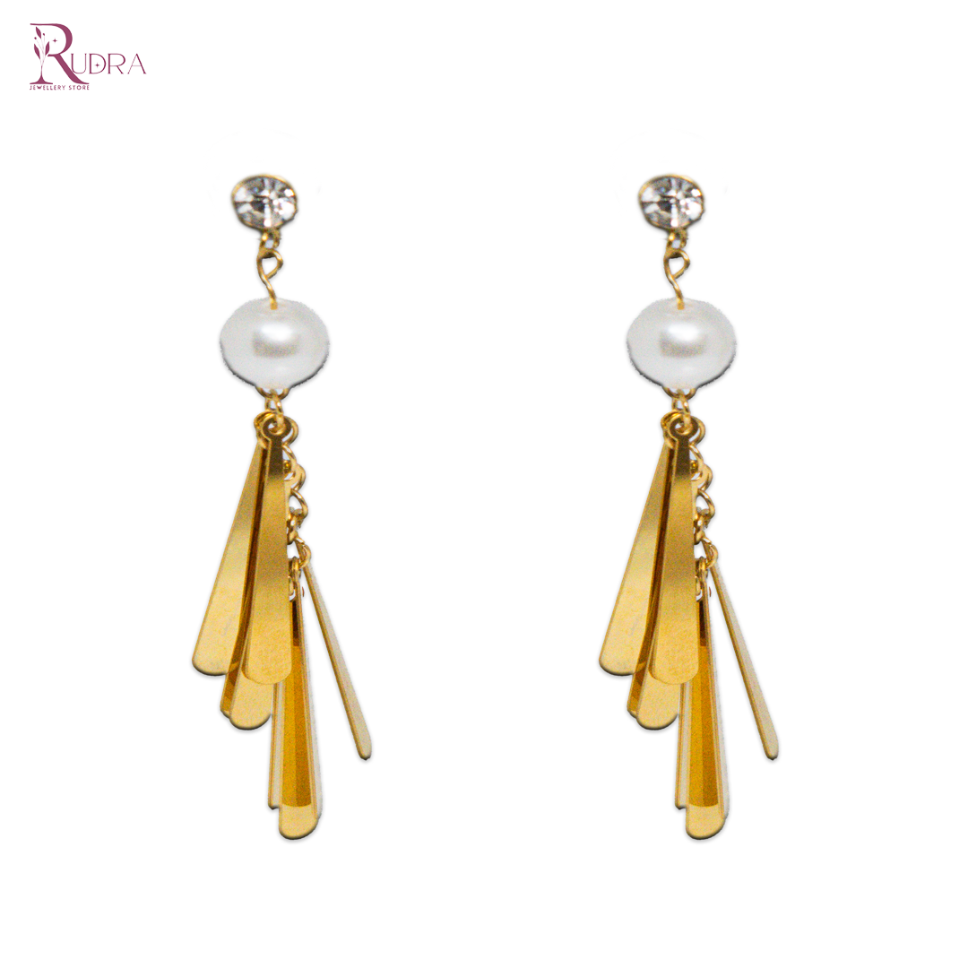 Cascading Pearl Charm Earrings