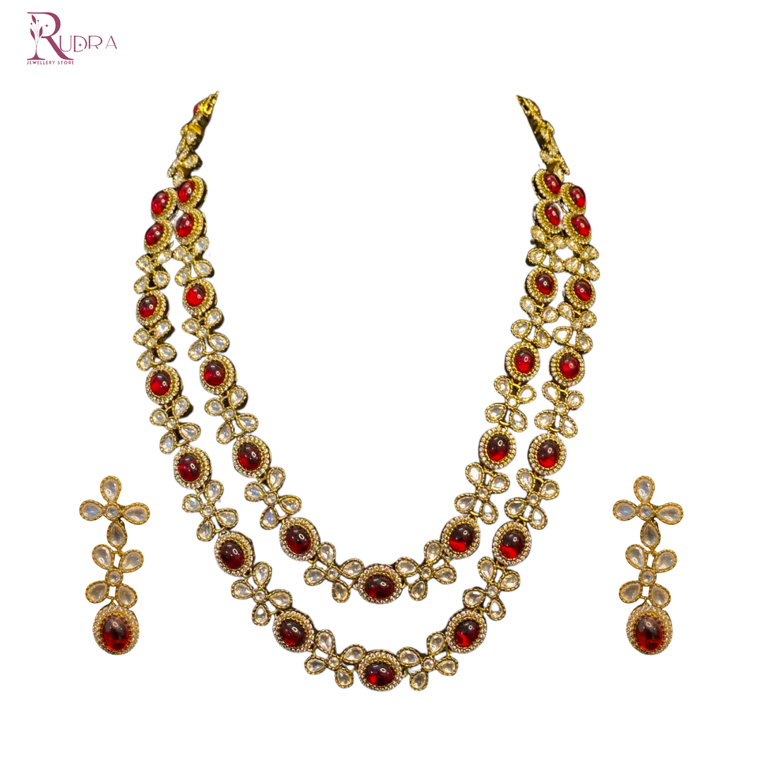 Ruby and Kundan Long Necklace Set