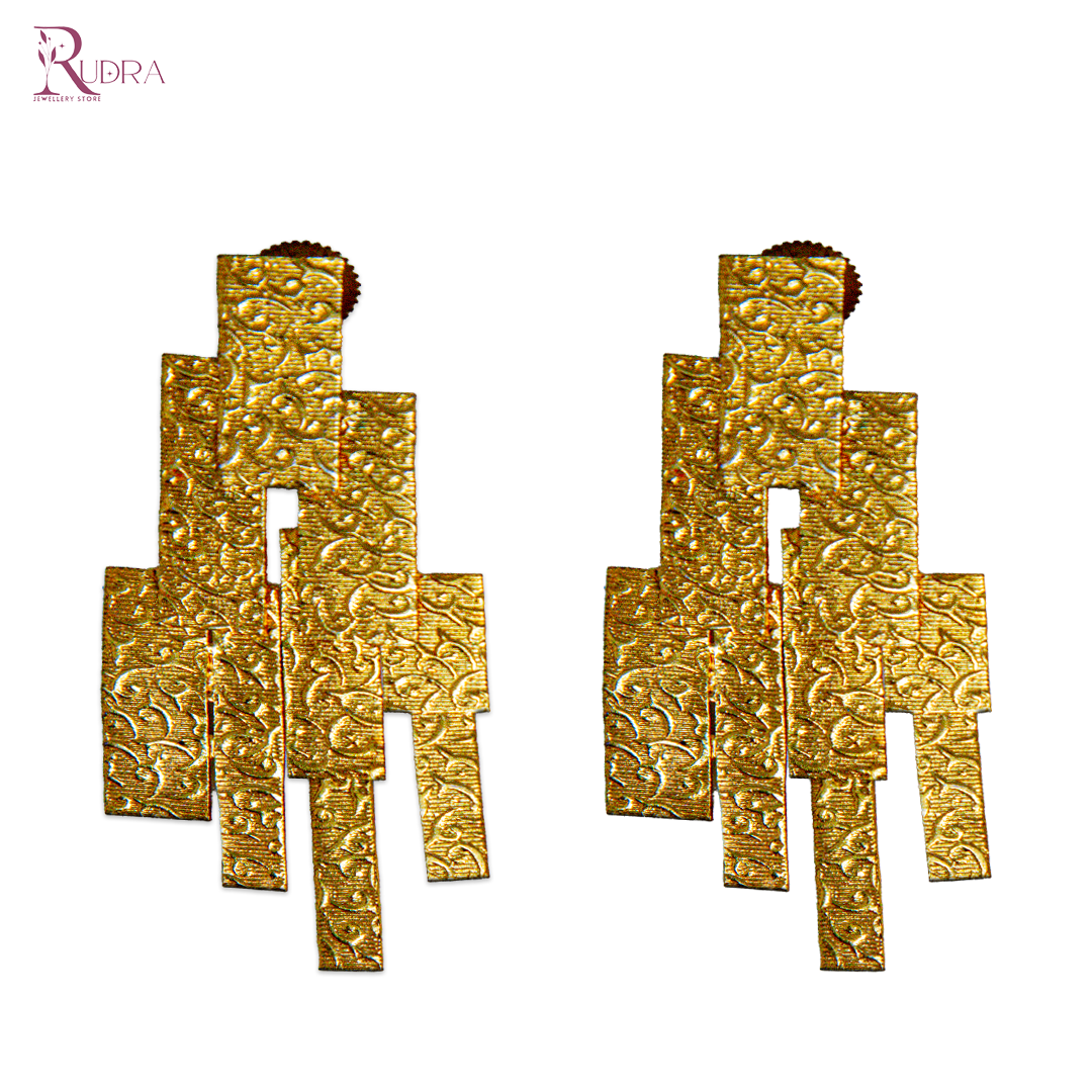 Textured Geometric Cascade Earrings