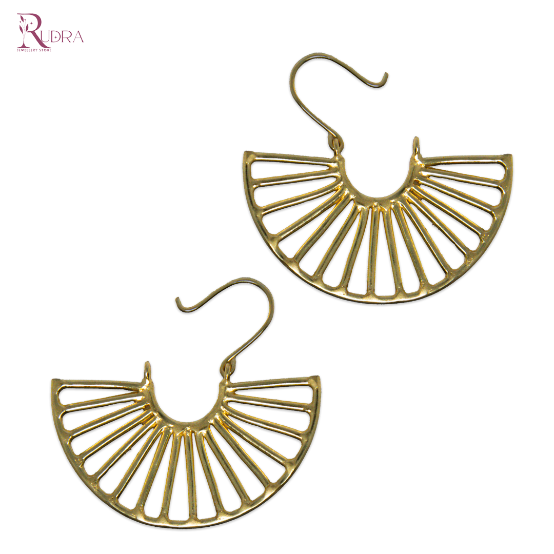 Golden Fan Statement Studs