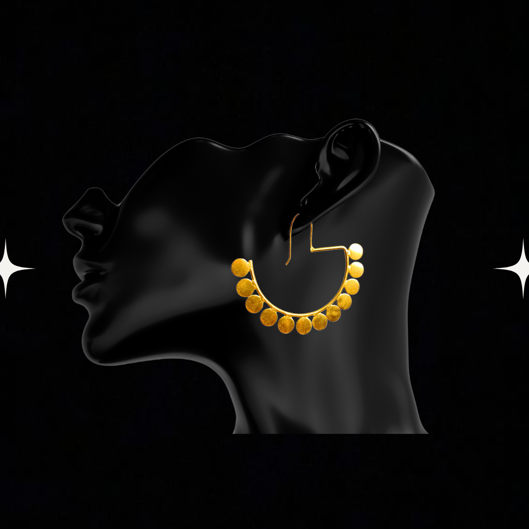 Golden Semicircle Coin Hoops