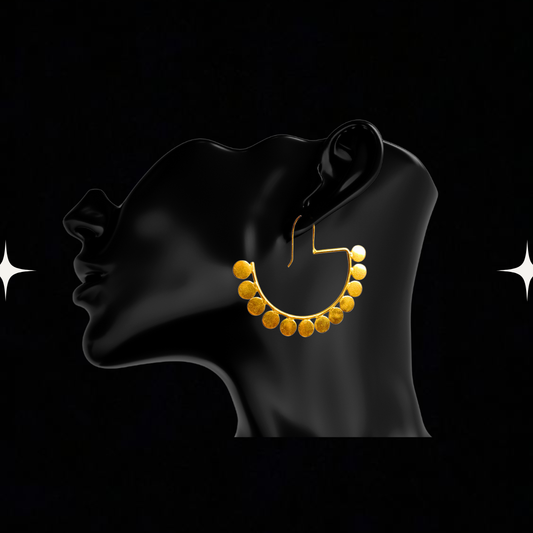 Golden Semicircle Coin Hoops