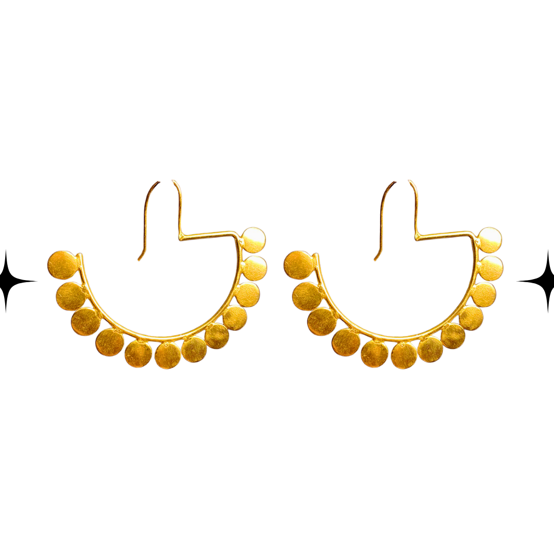 Golden Semicircle Coin Hoops