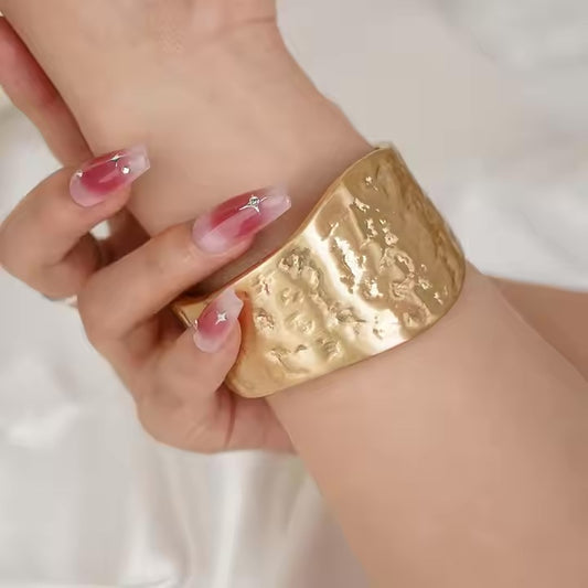 Hammered Cuff Bracelet – Handcrafted for Elegance-18ct Gold Vermeil Plated