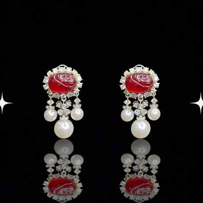 Timeless Pearl & Mughal Stone Elegance Earrings