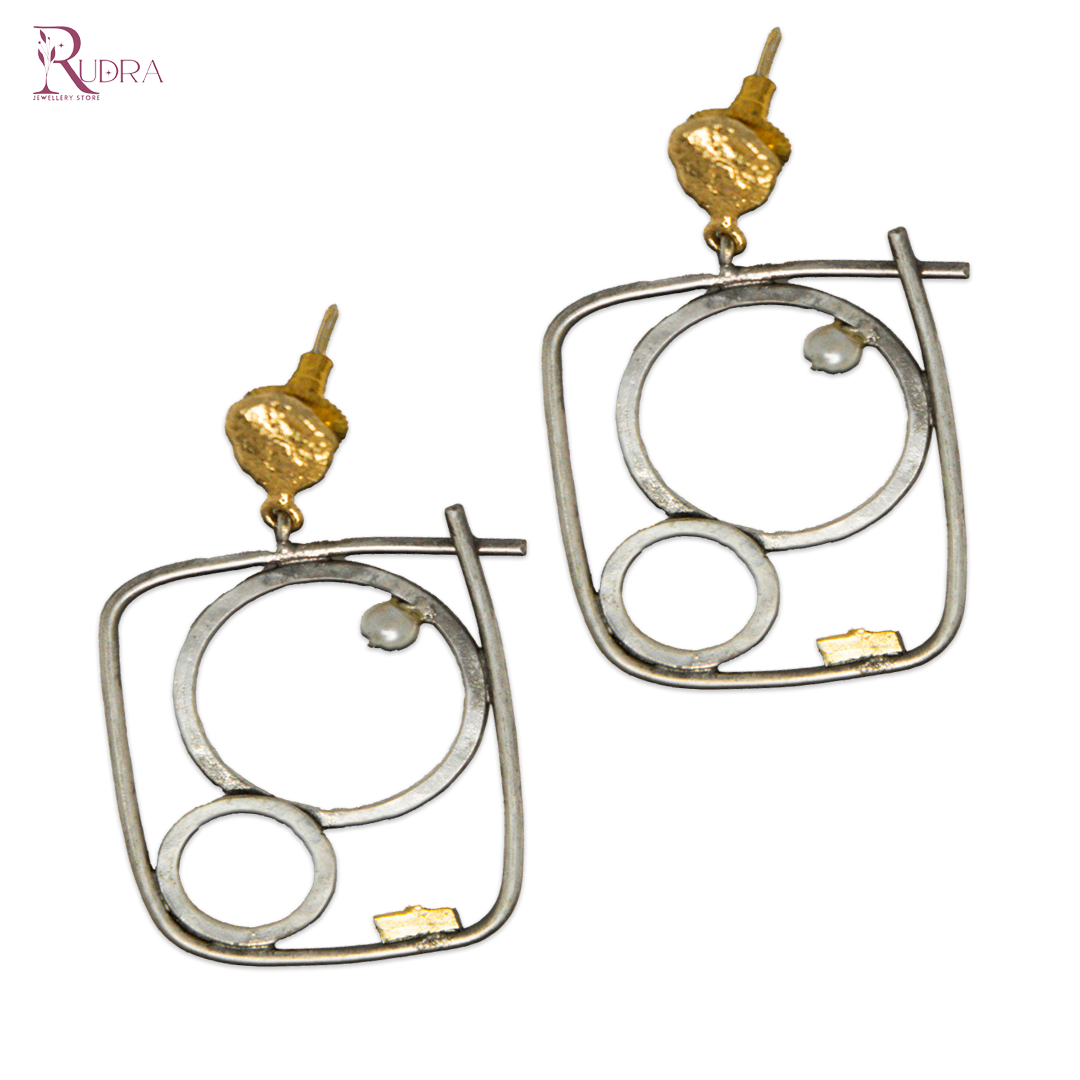 Twisted Square Hoop Duo Earrings