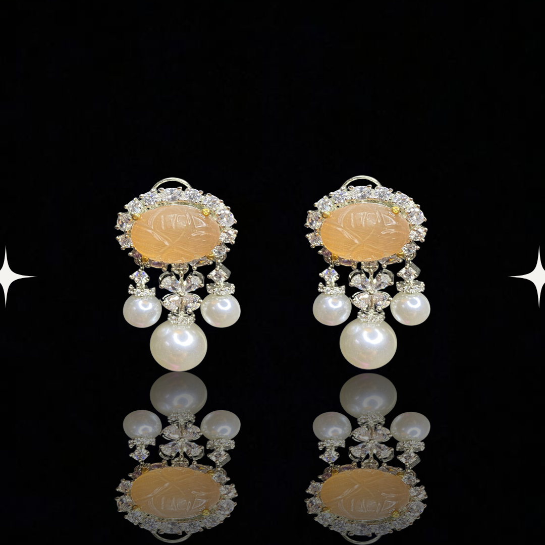 Timeless Pearl & Mughal Stone Elegance Earrings