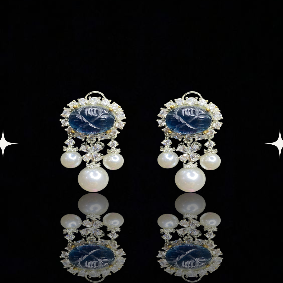 Timeless Pearl & Mughal Stone Elegance Earrings