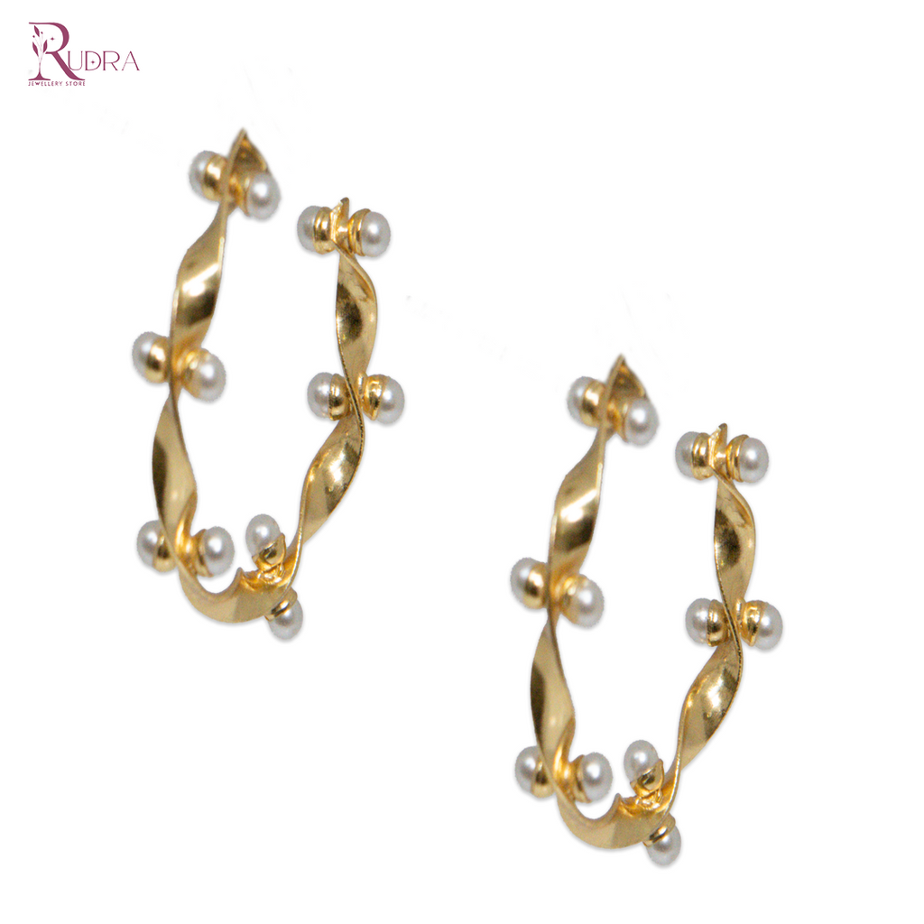 Twisted Pearl Hoop Earrings