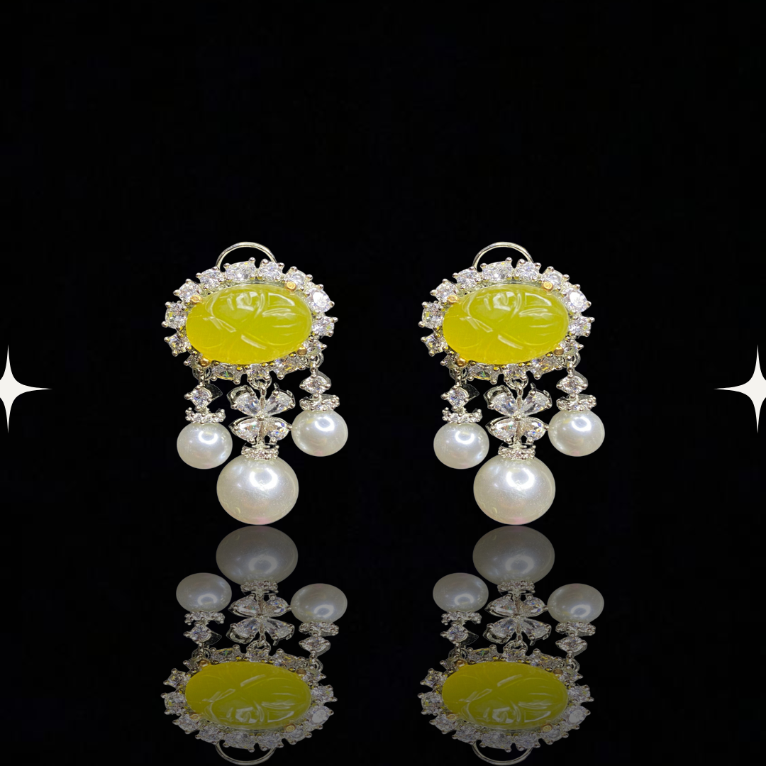 Timeless Pearl & Mughal Stone Elegance Earrings