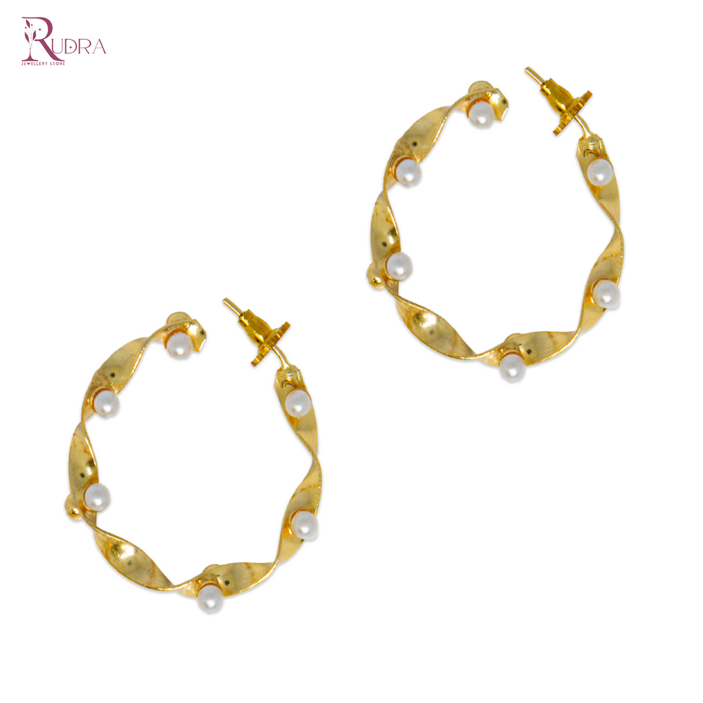Twisted Pearl Hoop Earrings