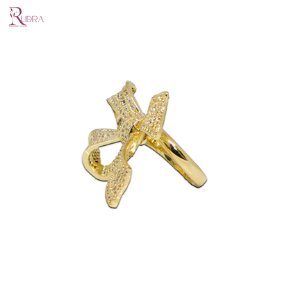 Golden Top Notch Bow Ring