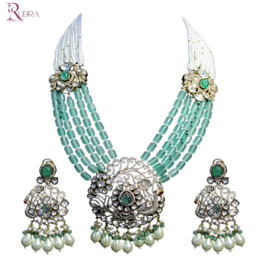 Graceful Swan Kundan Necklace Set