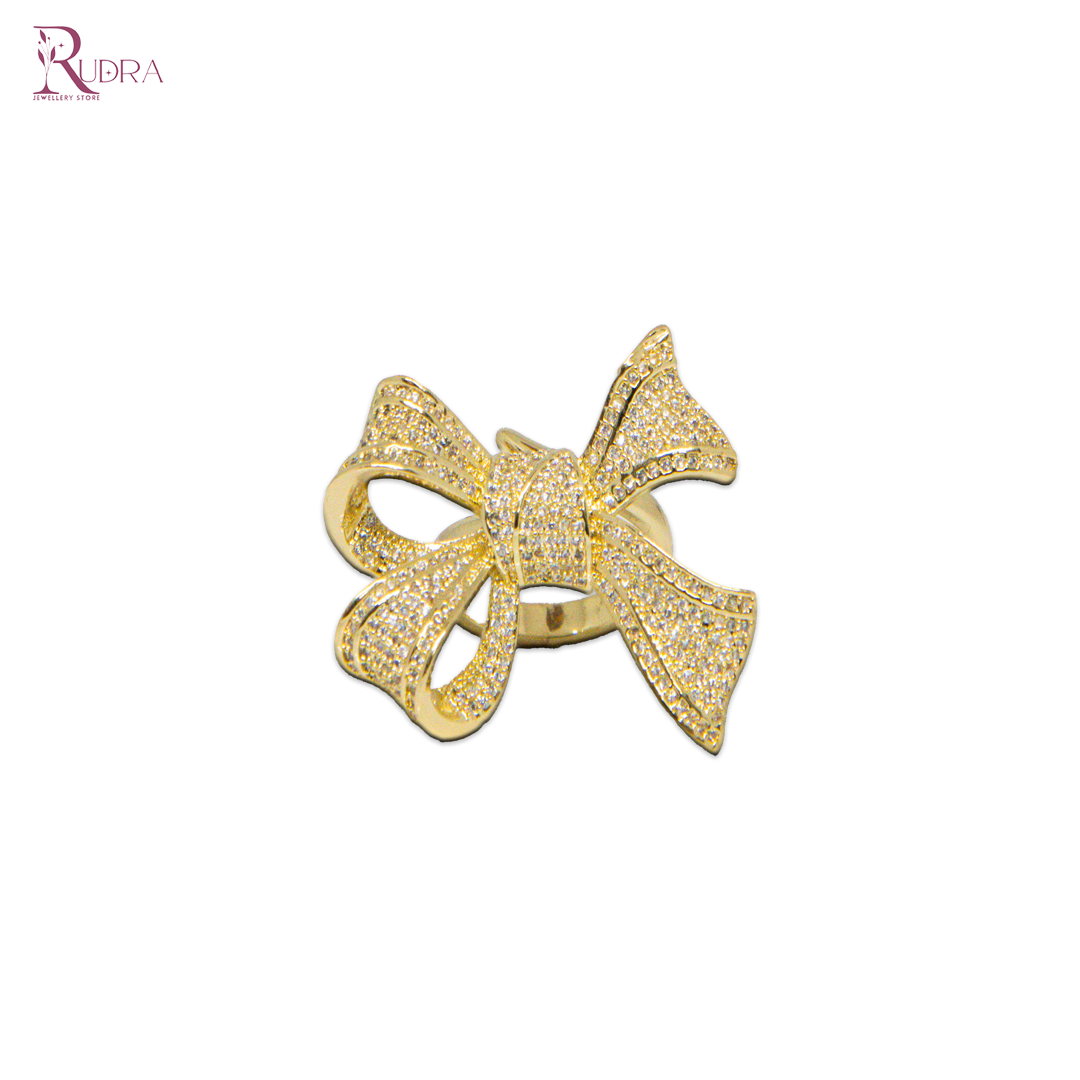 Golden Top Notch Bow Ring