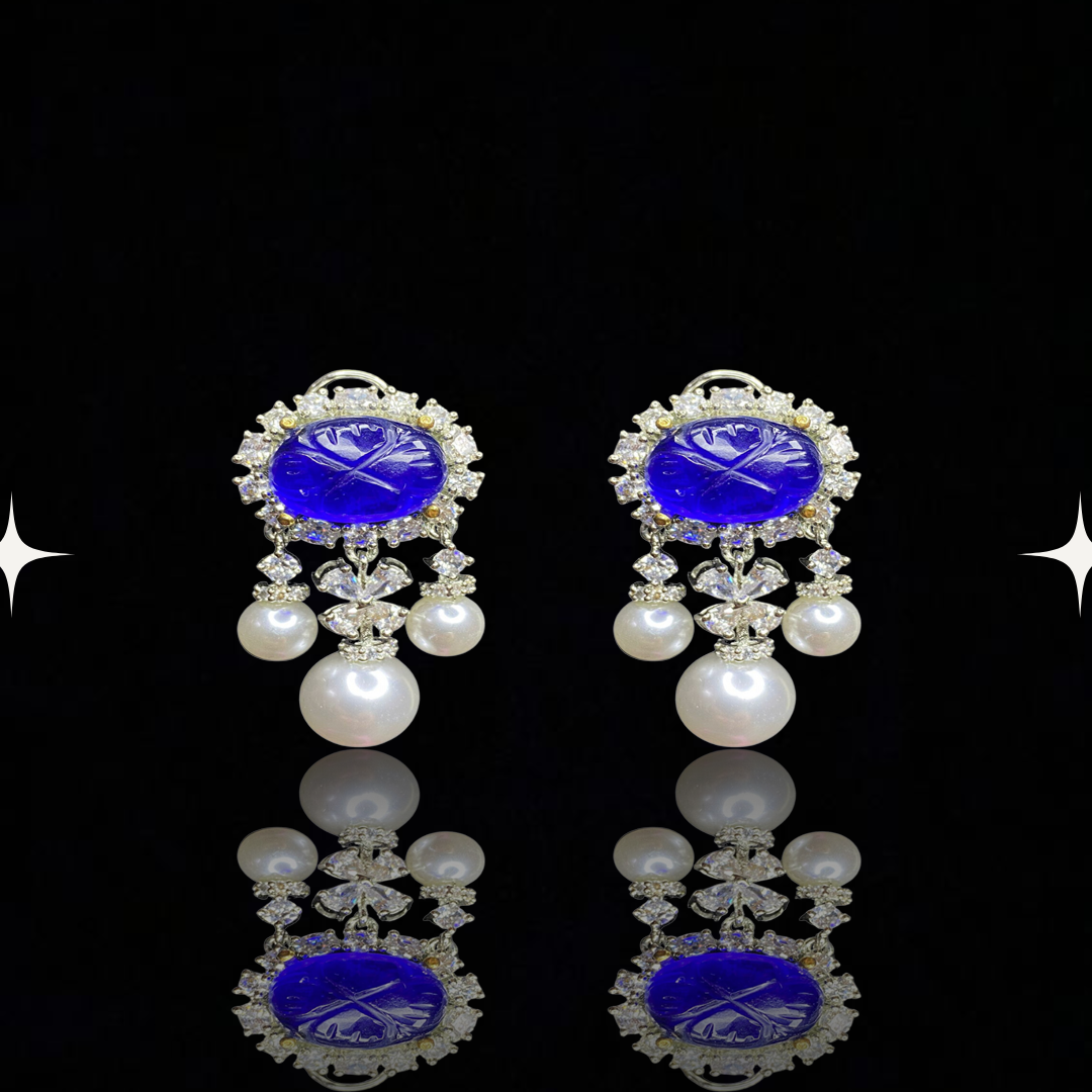 Timeless Pearl & Mughal Stone Elegance Earrings