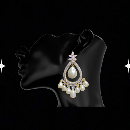 Royal Pearl Drop Chandelier Earrings