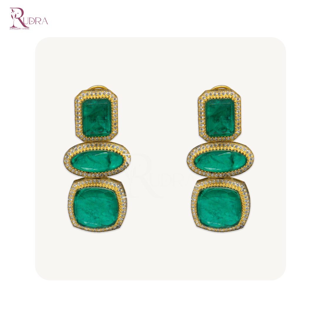 Enchanting Elegance Triple Stone Earrings