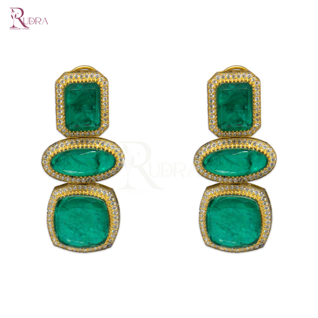 Enchanting Elegance Triple Stone Earrings