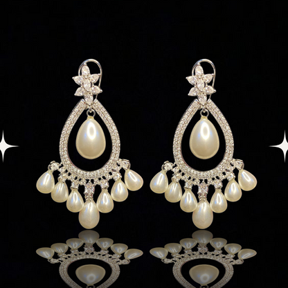 Royal Pearl Drop Chandelier Earrings